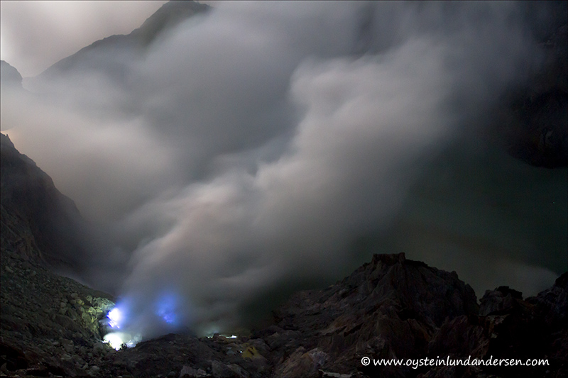 The blue flame of Ijen seen during full moon on the 26th December 2012