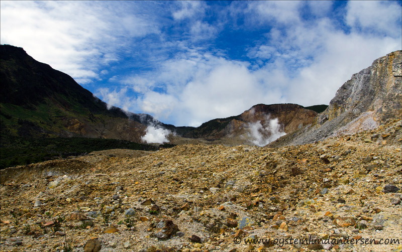 Steam from the Kawah baru crater.