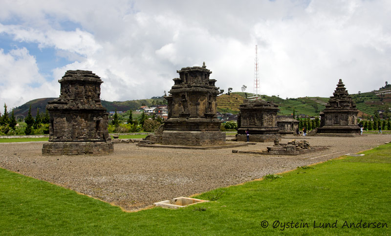 The Dieng temple complex. Built around 750 CE, they are the oldest known standing stone structures in Java. They are originally thought to have numbered 400 but only 8 remain.