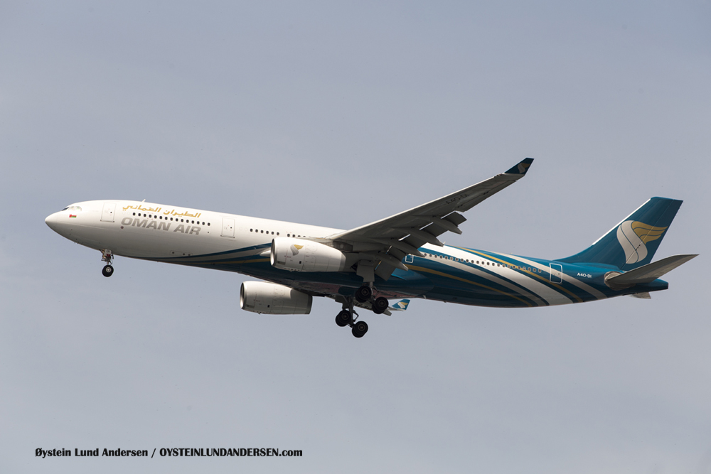 Oman Air - Airbus 330-300 arriving from Muscat, Oman. (23 December 2015)