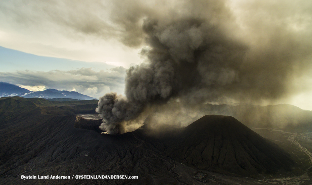 aerial Bromo Volcano Eruption 2016 February 2016 Indonesia 