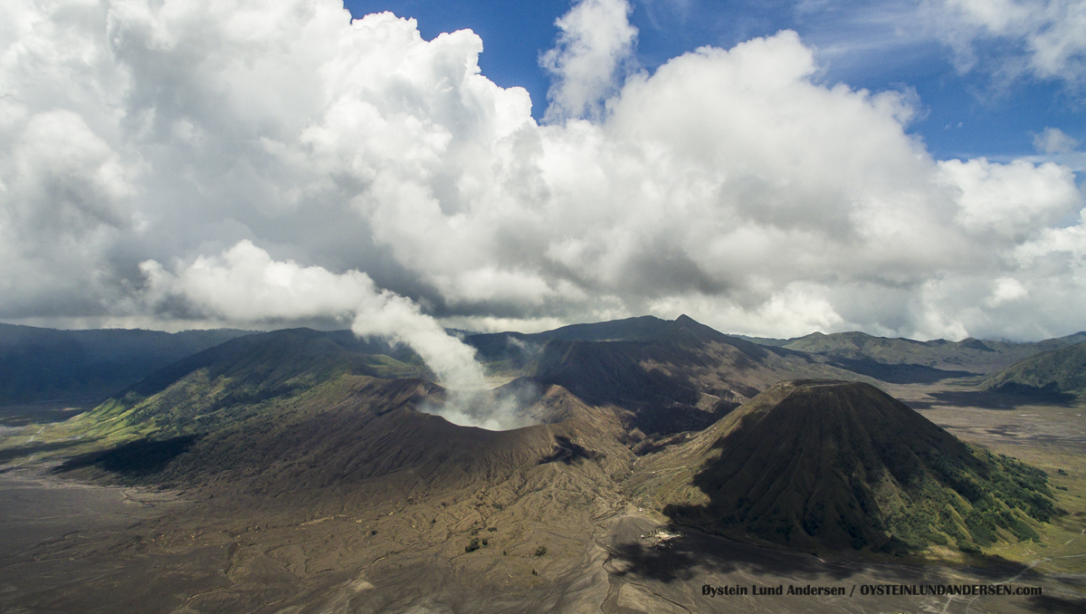 Aerial Drone Bromo Tengger Volcano Indonesia Eruption September-2016