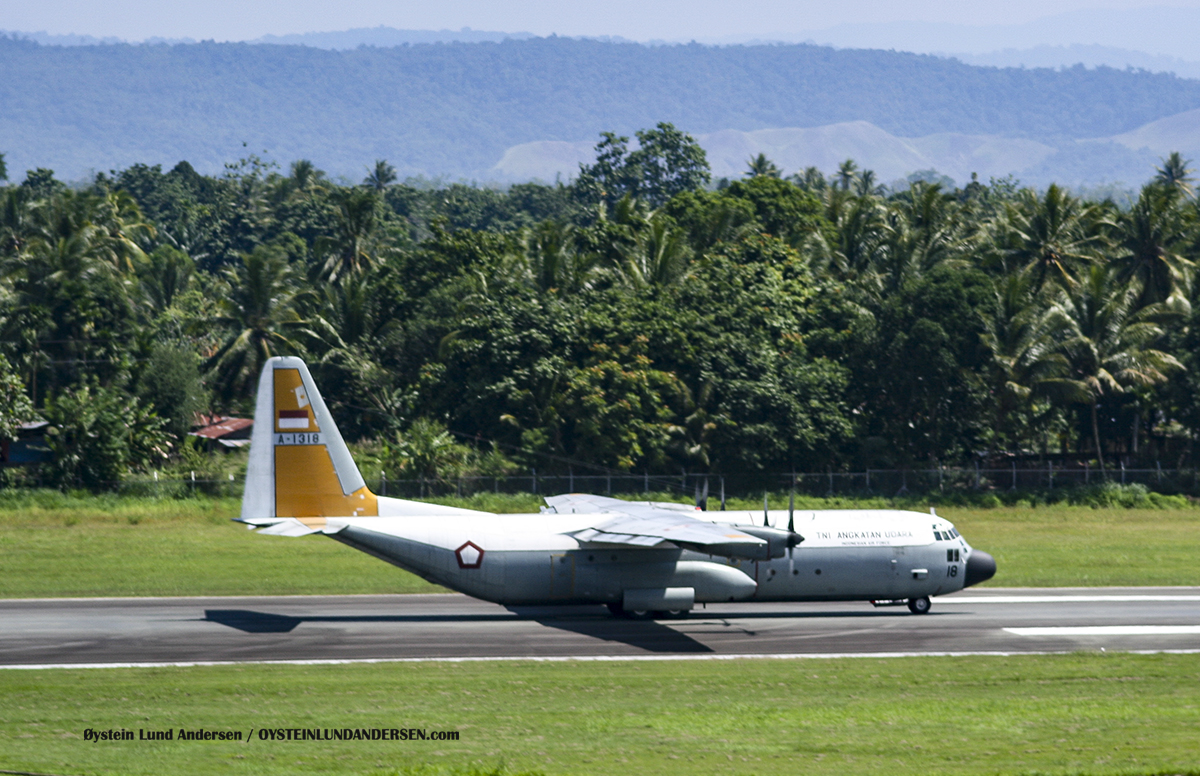 TNI C-130HS A-1318 hercules sentani airport jayapura djj spotting