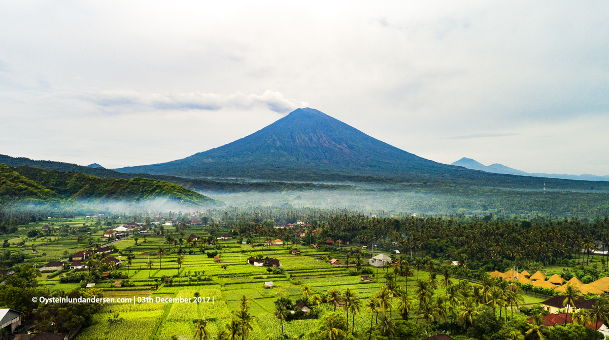 Aerial DJI Agung volcano Bali Indonesia December 2017