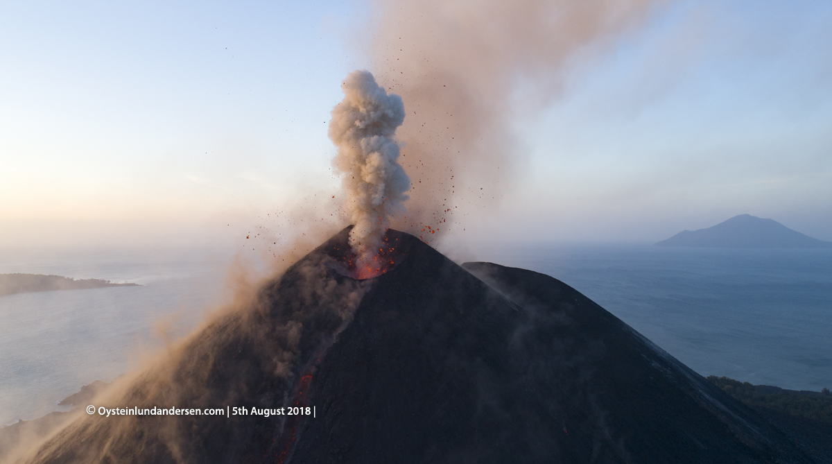 Krakatau volcano Drone Eruption 2018 aerial Krakatau