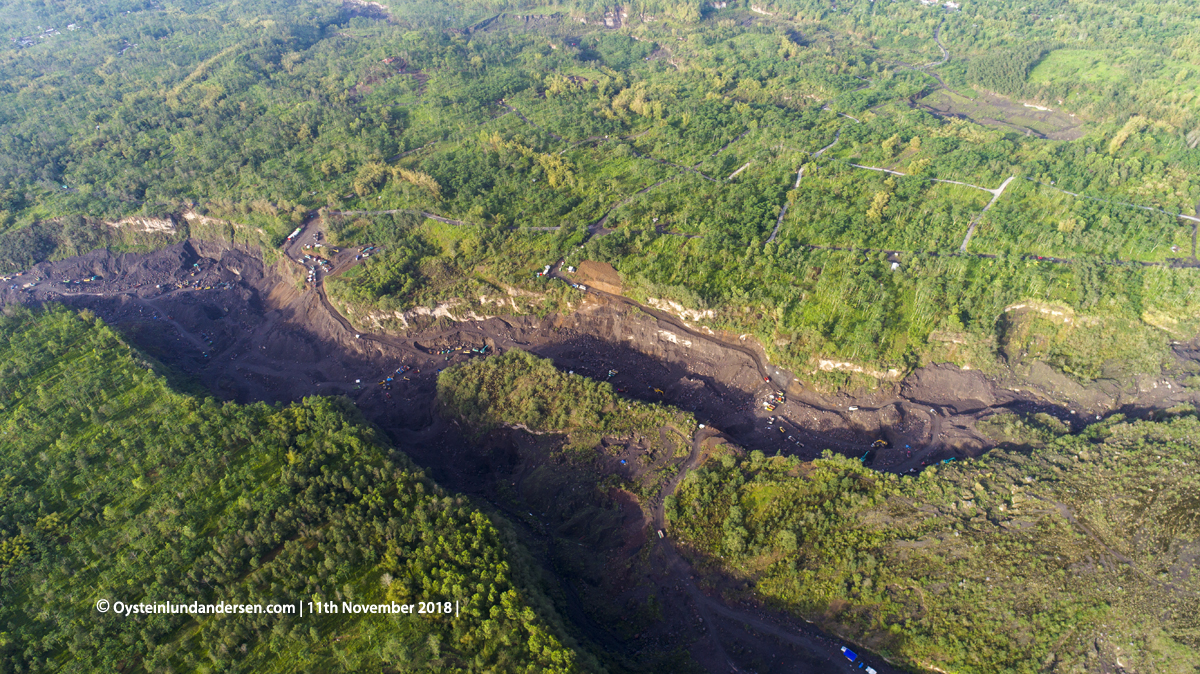 aerial drone Merapi Volcano Java 2018 November lava-dome
