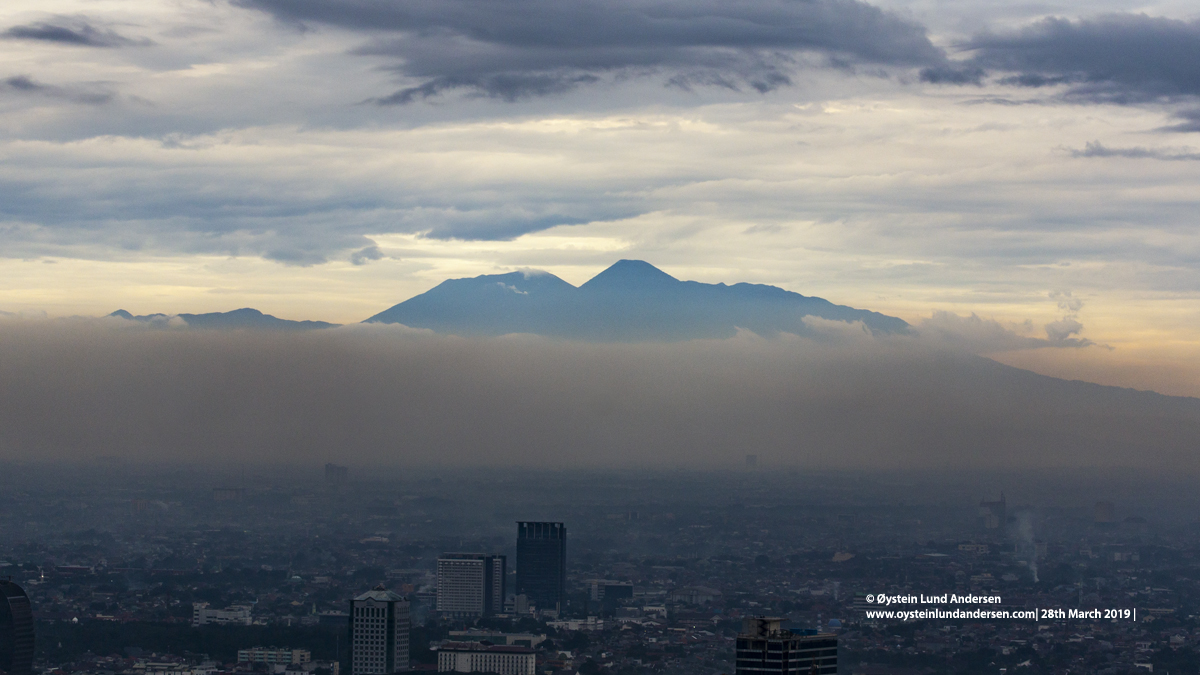 Jakarta sunset Gede-prangrango volcano java indonesia