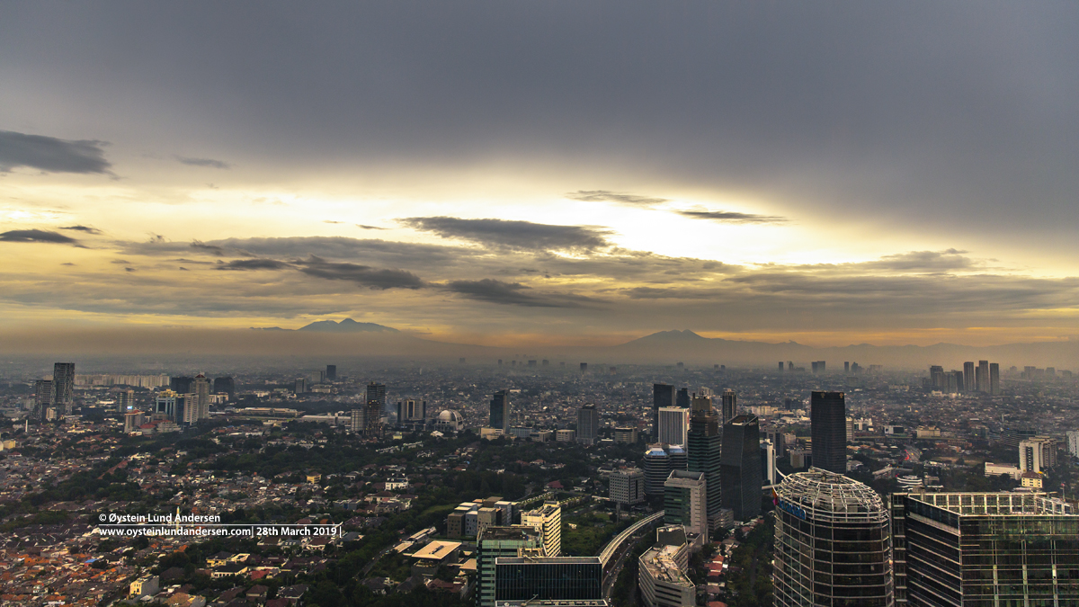 Jakarta sunset Gede-prangrango volcano salak volcano java indonesia