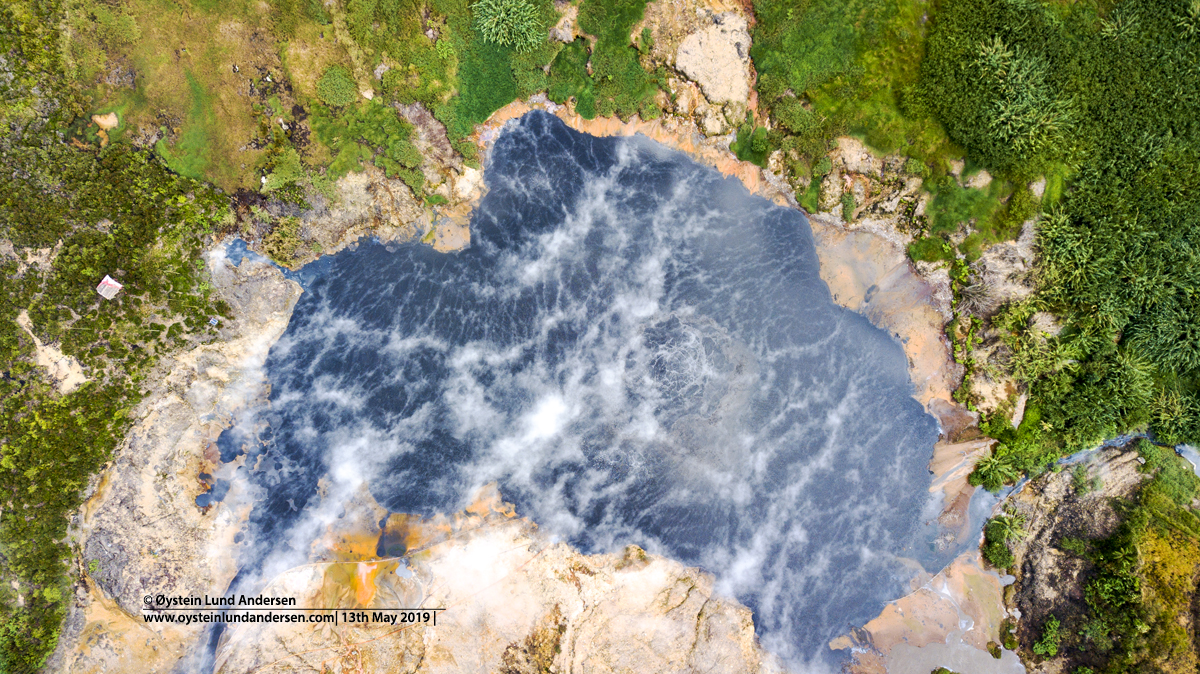 Kawah Sileri crater Dieng volcano Indonesia 2019 aerial