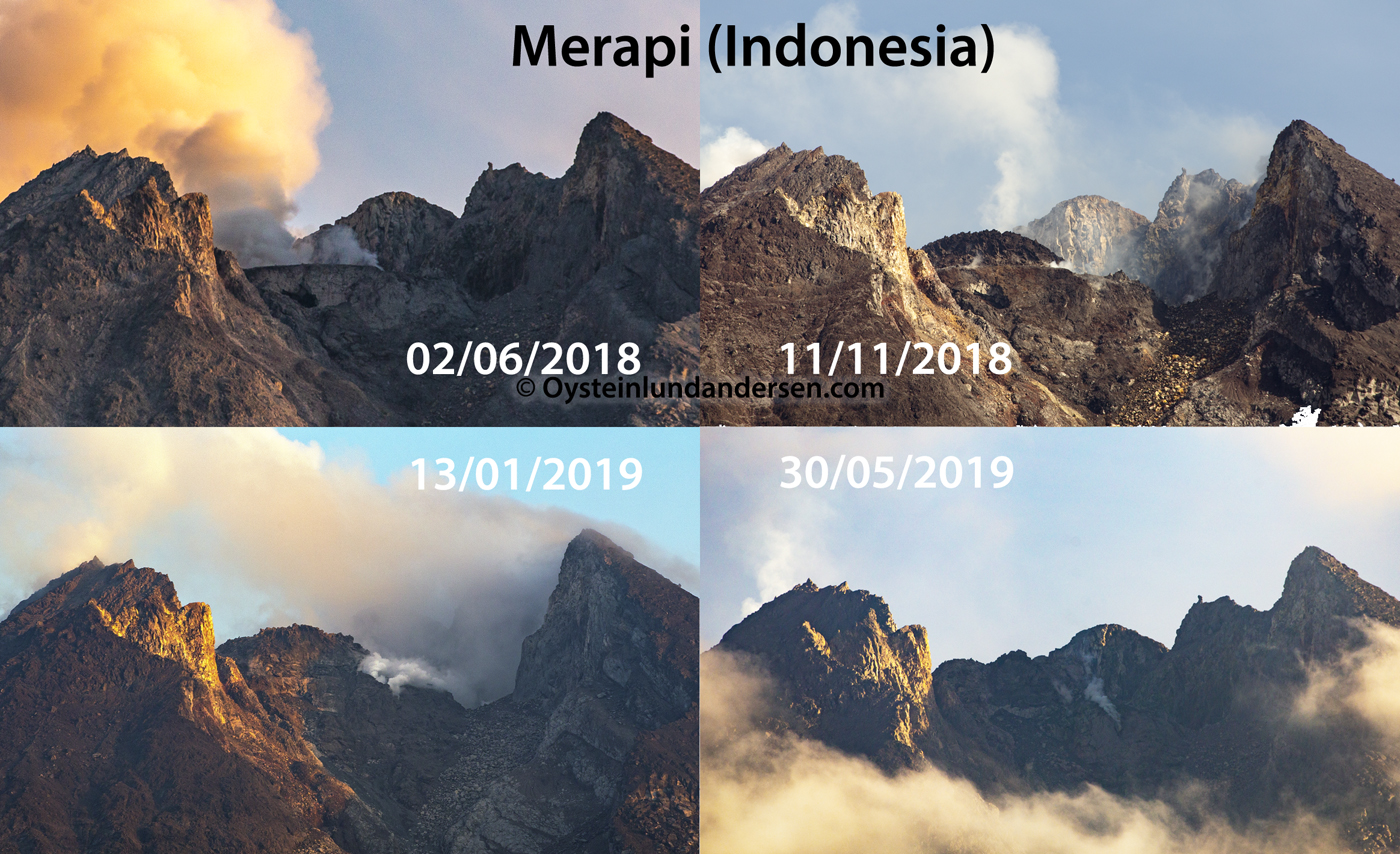 Merapi rockfall lava dome drone 2019 aerial Indonesia