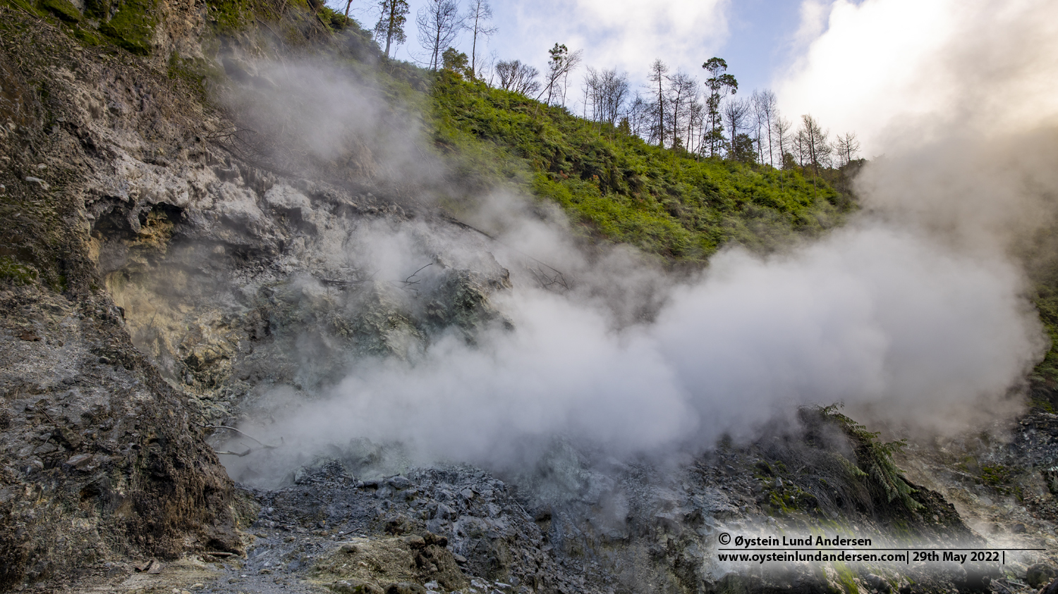 Ungaran, volcano, Indonesia, fumarole, sulphur, 2022, aerial