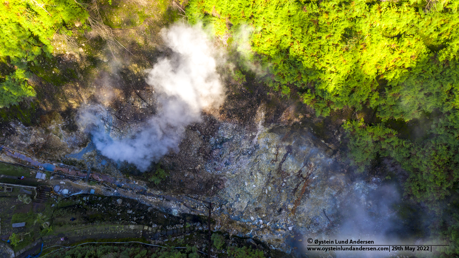 Ungaran, volcano, Indonesia, fumarole, sulphur, 2022, aerial