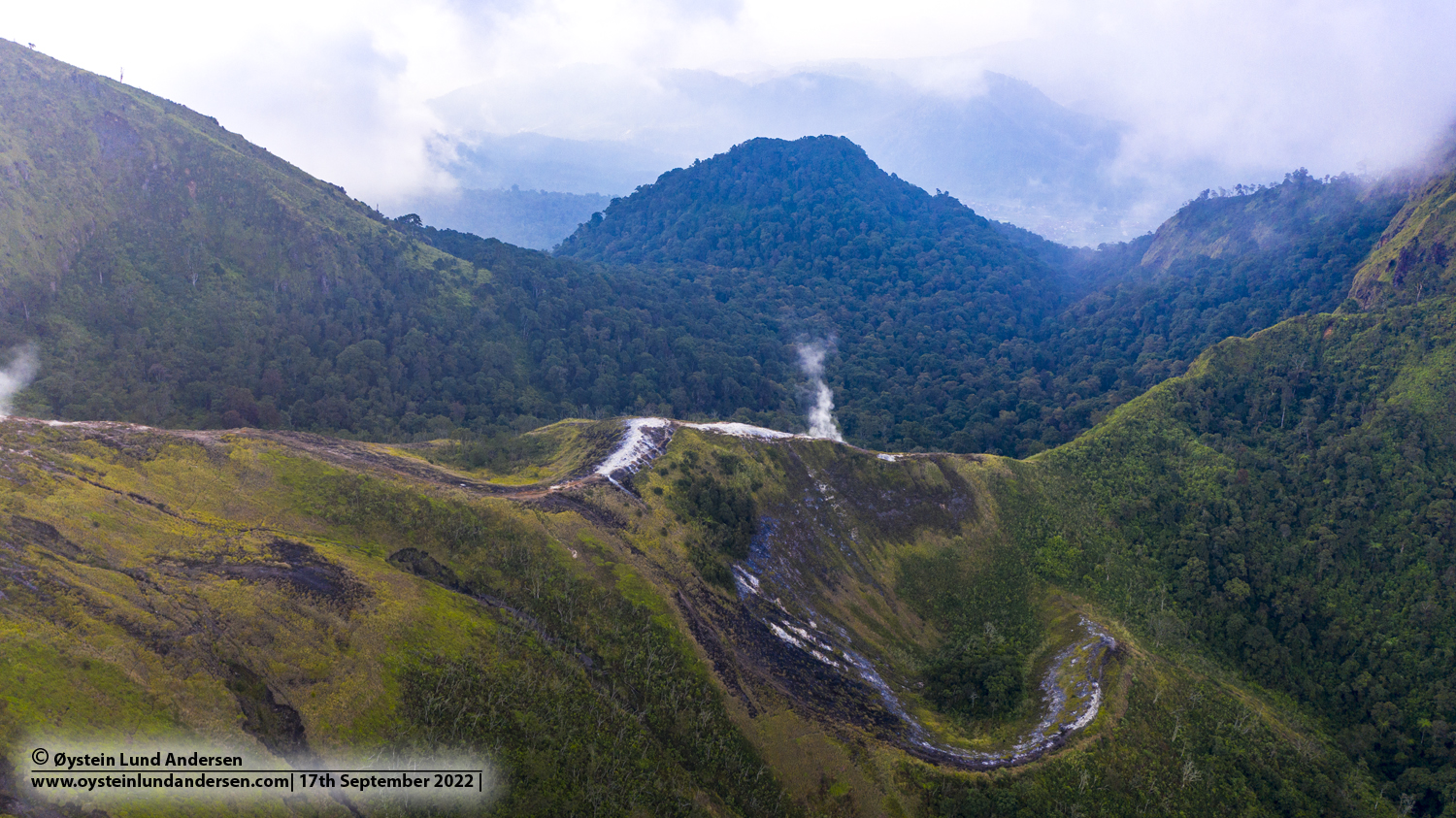 Guntur volcano Indonesia 2022 aerial